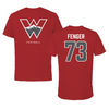 Western Colorado University Football Red Tee - #73 Johnavon Fenger