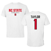 North Carolina State University Basketball White Performance Tee - #1 Jayden Taylor