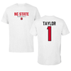 North Carolina State University Basketball White Tee - #1 Jayden Taylor