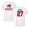 Stony Brook University Football White Performance Tee - #27 Miles McGoy