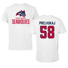 Stony Brook University Football White Performance Tee - #58 Ben Prelvukaj