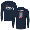 Saginaw Valley State University Basketball Navy Long Sleeve - #0 Christian Zielinski