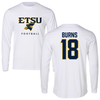 East Tennessee State University Football White Performance Long Sleeve - #18 Jonathan Burns
