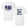 Jackson State University Football White Performance Tee - #21 Desmond Moultrie