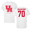 University of Houston Football White Performance Tee - #70 Larry Crawford