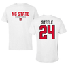 North Carolina State University Basketball White Performance Tee - #24 Laci Steele