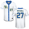 Southeastern Oklahoma State University White Pinstripe Baseball Jersey - #27 Wesley Mitchell