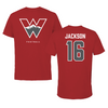 Western Colorado University Football Red Tee - #16 Antwuan Jackson