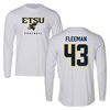 East Tennessee State University Football White Performance Long Sleeve - #43 Cade Fleeman