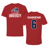 Stony Brook University Lacrosse Canvas Red Tee - #6 Tucker Chanenchuk