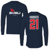 Saginaw Valley State University Football Navy Performance Long Sleeve - #21 Sean Hodges