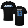 University of Alabama in Huntsville Basketball Black Tee - #12 Nylan Thomas