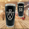 Illinois Wesleyan University Football Black Stainless Steel Tumbler - #58 Caleb Heims