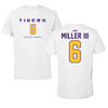 Louisiana State University Basketball White Tee - #6 Robert Miller III