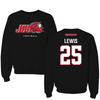 Jacksonville State University Football Black Mascot Crewneck - #25 Anwar Lewis