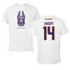 University at Albany Football White Mascot Tee - #14 Kevon Angry