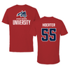 Stony Brook University Football Canvas Red Tee - #55 Zach Hoerter