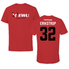 Eastern Washington University Basketball Red Block Performance Tee - #32 Dane Erikstrup