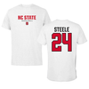North Carolina State University Basketball White Tee - #24 Laci Steele