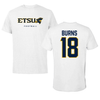 East Tennessee State University Football White Tee - #18 Jonathan Burns