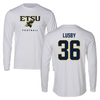 East Tennessee State University Football White Performance Long Sleeve - #36 Cannon Lusby
