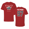 Western Colorado University Football Red Tee - #97 Ricky Freymond