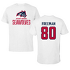 Stony Brook University Football White Performance Tee - #80 Jayce Freeman