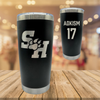 Sam Houston State University Football Black Stainless Steel Tumbler - #17 Lonnie Adkism