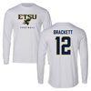 East Tennessee State University Football White Performance Long Sleeve - #12 Nate Brackett