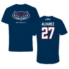 Florida Atlantic University Baseball Navy Jersey Tee - #27 David Alvarez