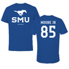 Southern Methodist University Football Blue Mascot Tee - #85 Adam Moore Jr