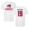 Stony Brook University Football White Tee - #19 Cashton Haffery