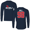 Saginaw Valley State University Football Navy Performance Long Sleeve - #98 Allon Hill