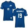 University of Alabama in Huntsville Blue Soccer Jersey - #19 Dashun McDonald