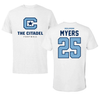 The Citadel Football White Tee - #25 Amond Myers