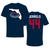 Florida Atlantic University Football Navy State Tee - #44 Jarrett Jerrels