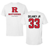 Rutgers University Football White Performance Tee - #33 Donovan Delaney Jr