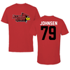 Illinois State University Football Red Redbird Performance Tee - #79 Luke Johnsen