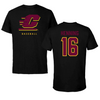 Central Michigan University Baseball Black Tee - #16 Elijah Henning