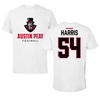 Austin Peay State University Football White Tee - #54 Malachi Harris