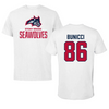 Stony Brook University Football White Tee - #86 Cole Bunicci