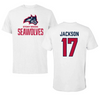 Stony Brook University Football White Tee - #17 Jaidan Jackson