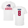 Stony Brook University Baseball White Tee - #8 Eddie Smink