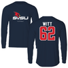 Saginaw Valley State University Football Navy Performance Long Sleeve - #62 Trevor Witt