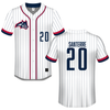 Stony Brook University White Pinstripe Baseball Jersey - #20 Cameron Santerre