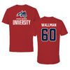 Stony Brook University Football Canvas Red Tee - #60 Trey Wallman