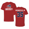 Stony Brook University Football Canvas Red Tee - #35 Derell Bedingfield Jr