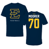 East Tennessee State University Football Navy Performance Tee - #70 Tyson Moorer