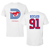 Southern Methodist University Football White Performance Tee - #91 Sam Eccles