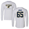 East Tennessee State University Football White Performance Long Sleeve - #65 Miada Jones